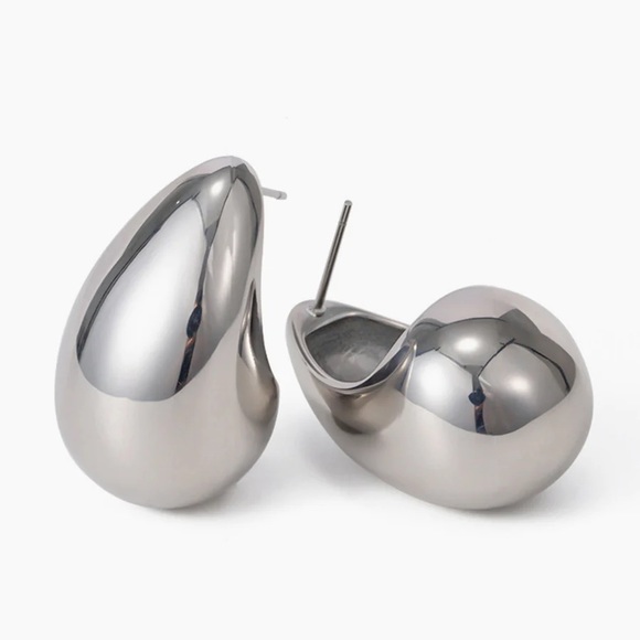 White Gold Plated Teardrop Earrings - Picture 2 of 7